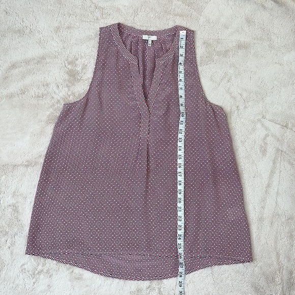 Joie Aruna 100% Silk Red, White & Blue Sleeveless Split Neck Blouse Top - Size L - Picture 6 of 10